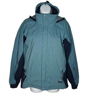 Vtg Patagonia Regulator Jacket Women's Size S Blue Nylon Fleece Lined Hood